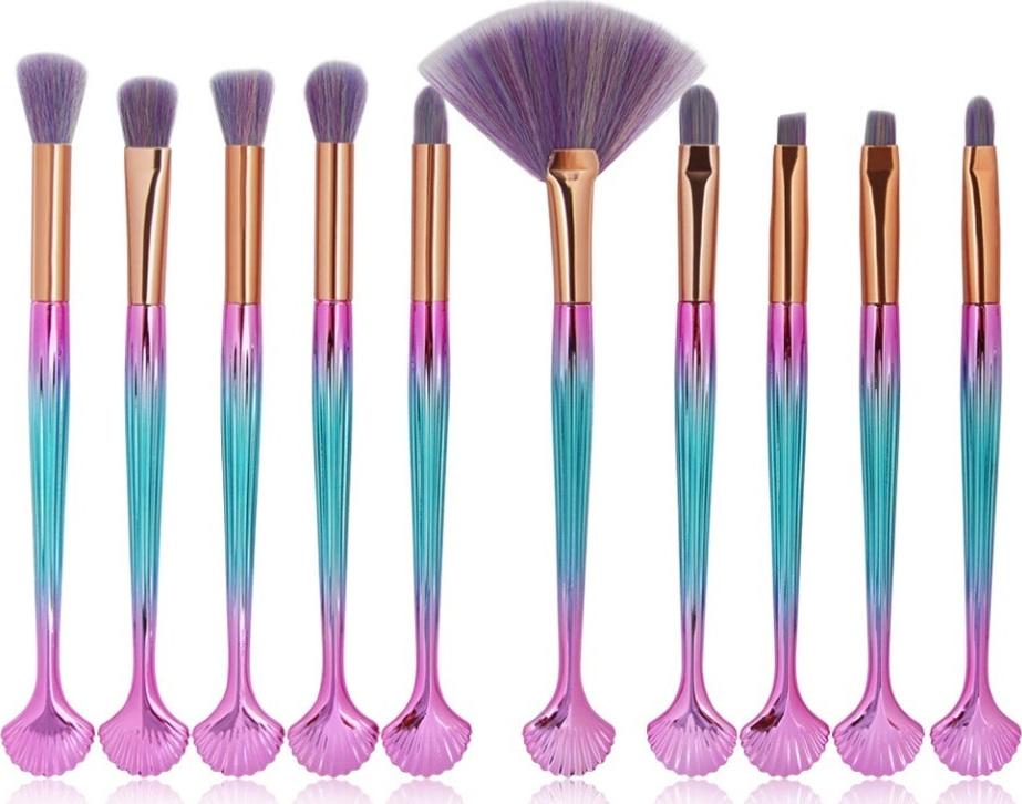 ΣΕΤ ΠΙΝΕΛΑ ΜΑΚΙΓΙΑΖ - SHEEL PROFESSIONAL WOMEN MAKEUP BRUSH SET 10 ΤΕΜΑΧΙΩΝ (MULTICOLOR/GOLD/RED/BLUE)