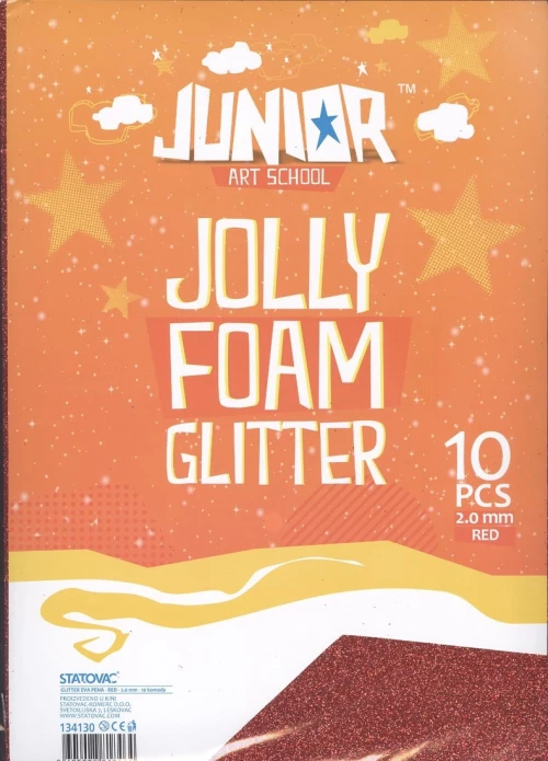 Αφρώδες Χειροτεχνίας Glitter Πάχους 2,0mm Α4 21,3 x 30cm Κωδικός J-134130/1 Κόκκινο