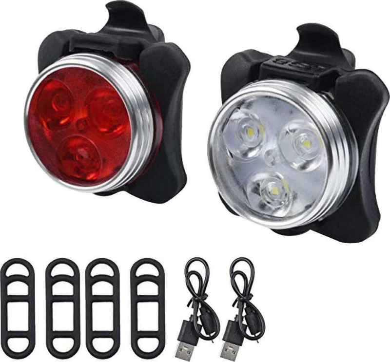 Cycling Clip Light Lamp Bicycle Bike 3 LED Head Front With USB Rechargeable Tail Clip Light Lamp