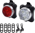 Cycling Clip Light Lamp Bicycle Bike 3 LED Head Front With USB Rechargeable Tail Clip Light Lamp