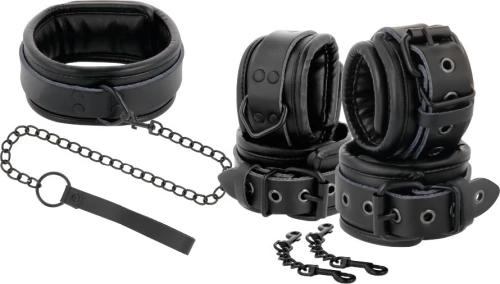 DARKNESS LEATHER AND HANDCUFFS BLACK