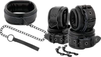 DARKNESS LEATHER AND HANDCUFFS BLACK