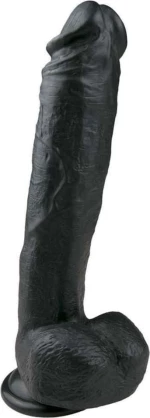 Easytoys Realistic Dildo Veined Dildo with Suction Cup & Scrotum 26.5cm Black