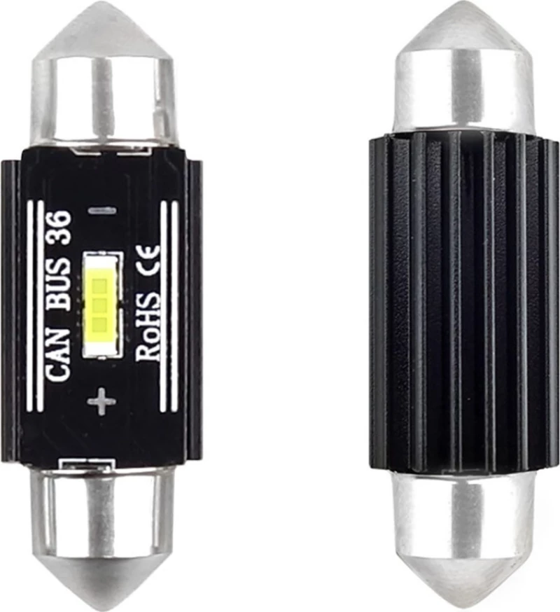 AMiO Λαμπάκια Πλαφονιέρας 36mm Ultra Bright Can-bus Festoon Λευκό 12-24V 2τμχ