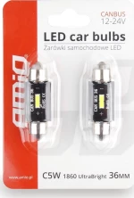 AMiO Λαμπάκια Πλαφονιέρας 36mm Ultra Bright Can-bus Festoon Λευκό 12-24V 2τμχ