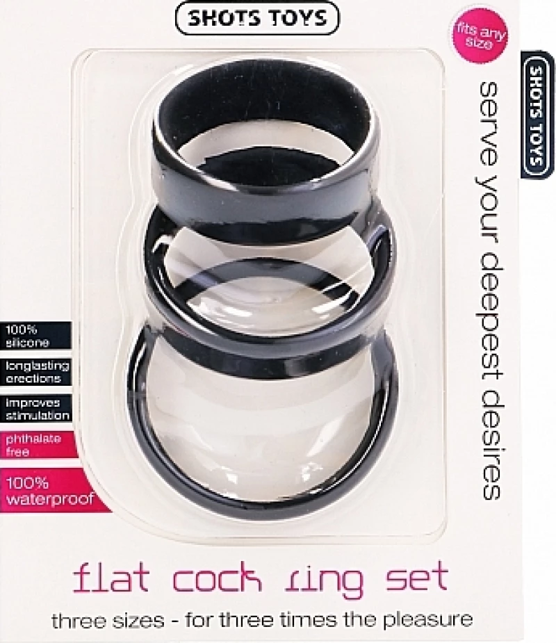 Shots Flat Cock Ring Set Black