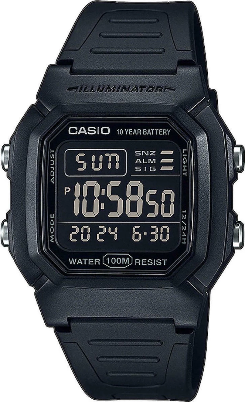 Casio Collection W-800H-1Bves Black Rubber Strap