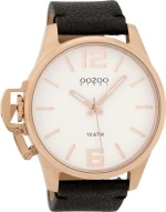 Oozoo Steel Osgr07 Black Leather Strap