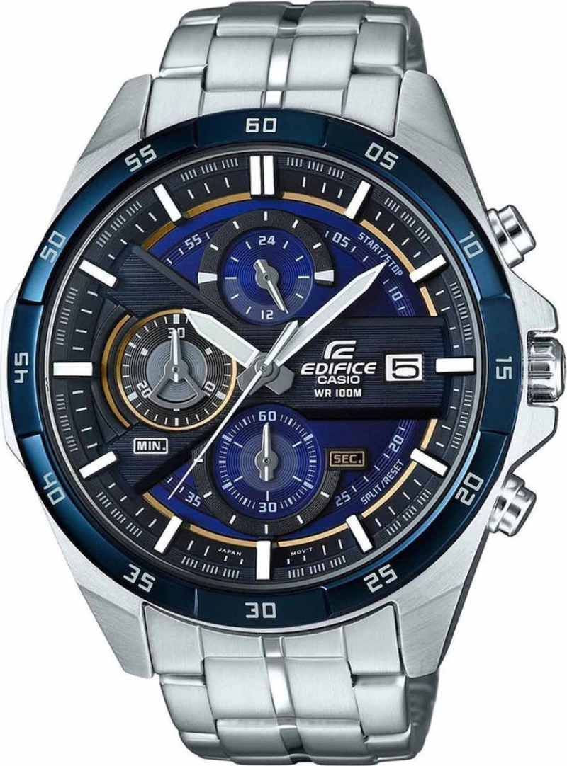Casio Ρολόι Edifice Χρονογράφος με Μεταλλικό Μπρασελέ σε Ασημί χρώμα