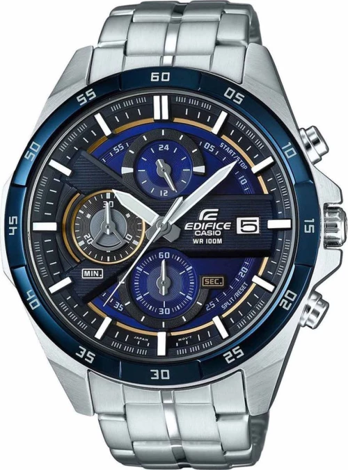 Casio Ρολόι Edifice Χρονογράφος με Μεταλλικό Μπρασελέ σε Ασημί χρώμα