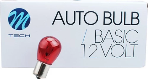 M-Tech P21W Red Dyed Glass Bulb 12V 10τμχ Box
