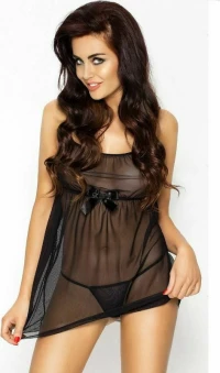 Passion Beryl Chemise & Thong Black
