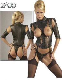 Zado Leather Suspender Set Black