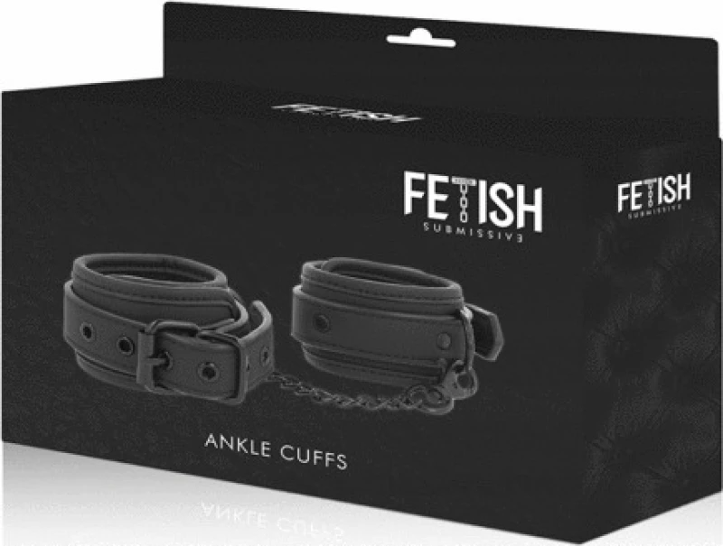 Fetish Submissive Leather Ankle Cuffs Black