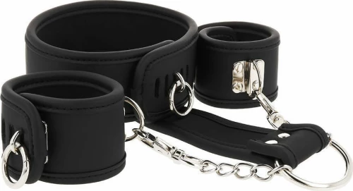 Fetish Submissive Vegan Leather Handcuffs Black