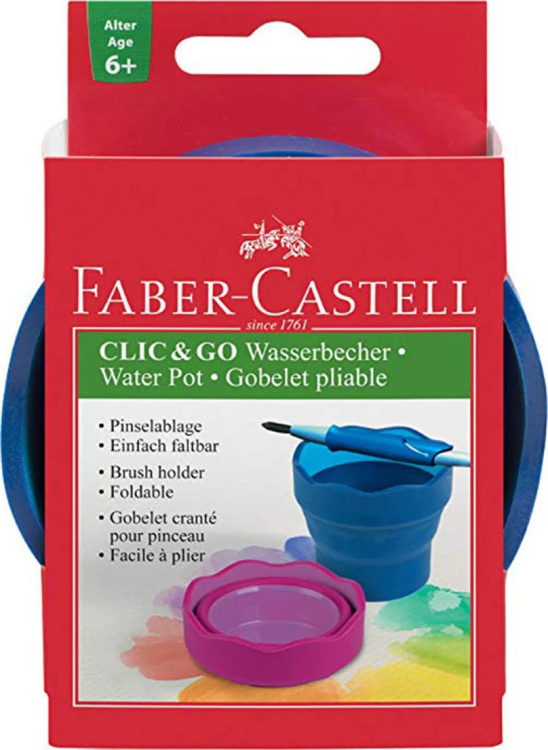 Faber-Castell Clic & Go Πτυσσόμενο Ποτηράκι Καθαρισμού Πινέλων Μπλε