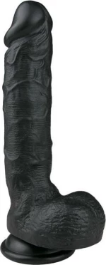Easytoys Realistic Dildo Veined Dildo with Suction Cup & Scrotum 22.5cm Black