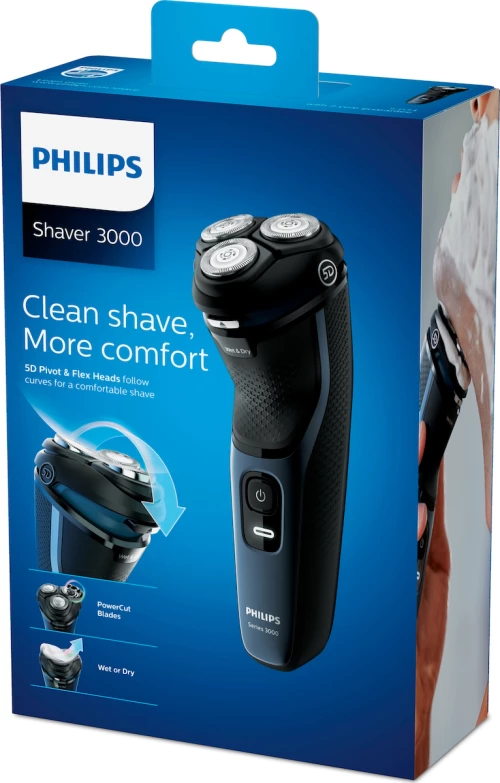 Philips Shaver 3000 S3134/51 Ξυριστική Μηχανή Προσώπου Επαναφορτιζόμενη