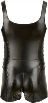 Svenjoyment Underwear Imitation Leather Jumpsuit Black