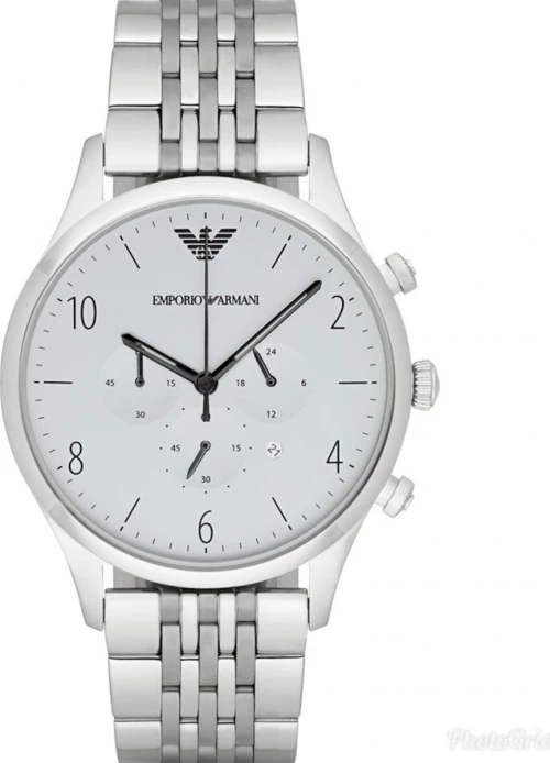 Emporio Armani Ρολόι Beta Χρονογράφος με Μεταλλικό Μπρασελέ σε Ασημί χρώμα