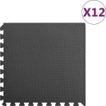 vidaXL Δάπεδα Προστασίας 12 τεμ. Μαύρα 4,32 μ² από Αφρώδες Υλικό EVA