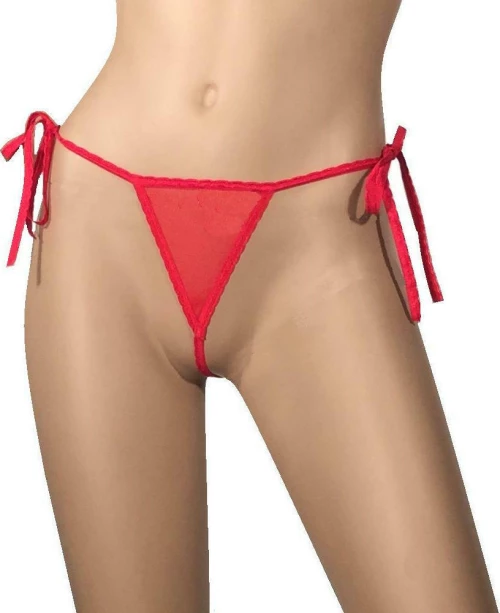 Afil Sexygirl 332str Μικρό Τρίγωνο String Δετό Κόκκινο Τούλι