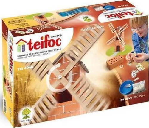 construction kit windmill junior stone/wood brown/white