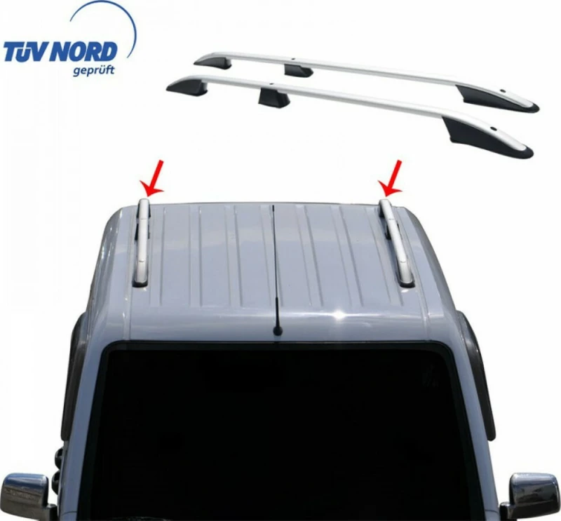 Omtec Μπάρες Οροφής Αλουμινίου για Ford Connect 2002-2014 L2 Ασημί (Σετ με πόδια)