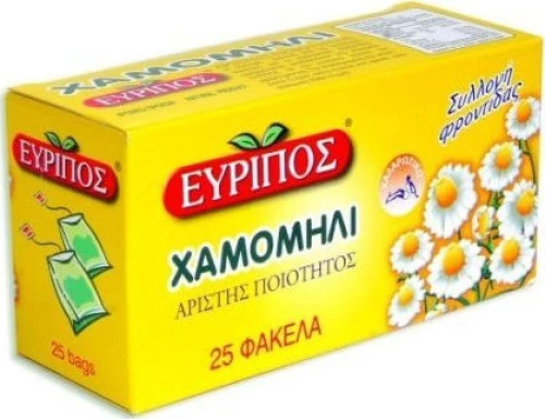 Χαμομήλι Εύριπος 25 φάκελα 0.87oz Φυσικό Χαλαρωτικό Τσάι Άριστης Ποιότητος