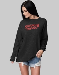 Stranger Things W Sweatshirt - BLACK