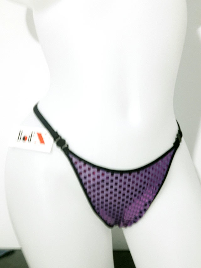 String lame purple. String λαμέ μοβ κουμπωτό.