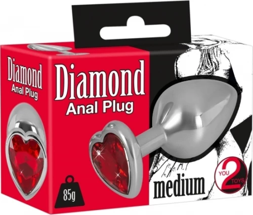 You2Toys Diamond Butt Plug Medium Silver 8,2cm