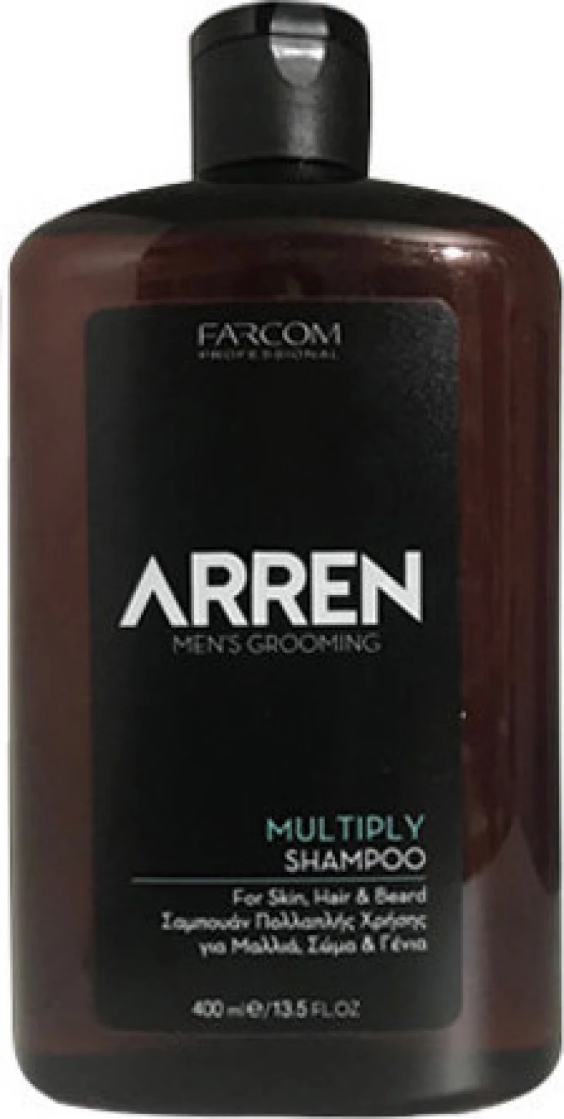 Farcom Arren Men's Grooming Multiply Shampoo for Skin, Hair & Beard 400ml