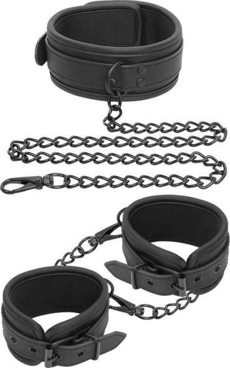 IntoYou Collar & Hand Cuffs Set Vegan Leather Black