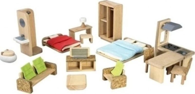Plan Toys Οικολογικό Κουκλόσπιτο με Επίπλωση