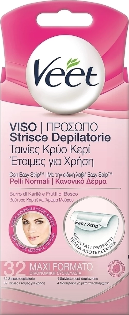 Veet Ταινίες Προσώπου Κανονικό Δέρμα 32τμχ.