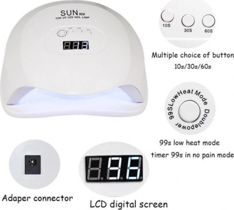 Φουρνάκι Νυχιών Sun R9 LED 72W