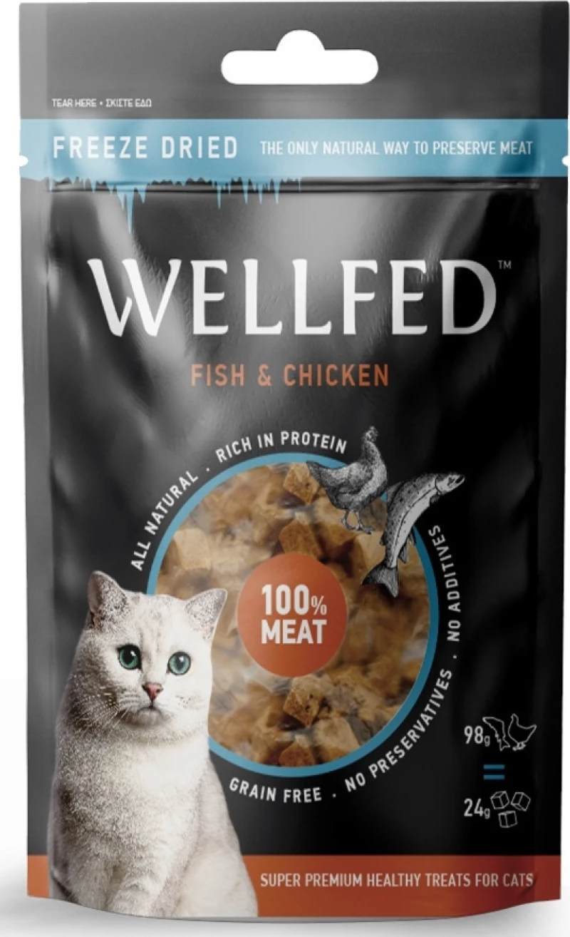 Pet Interest Wellfed Freeze Dried με Σολομό & Κοτόπουλο 24gr