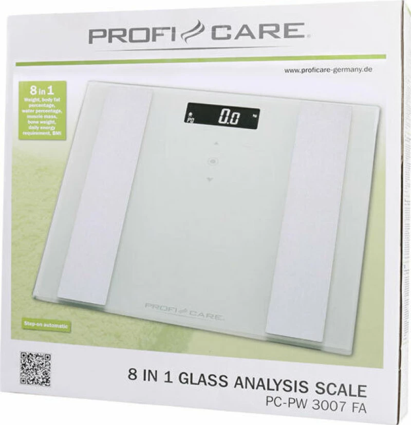 ProfiCare PC-PW 3007 FA 8 in 1 Ηλεκτρονική Γυάλινη Ζυγαριά Λευκή
