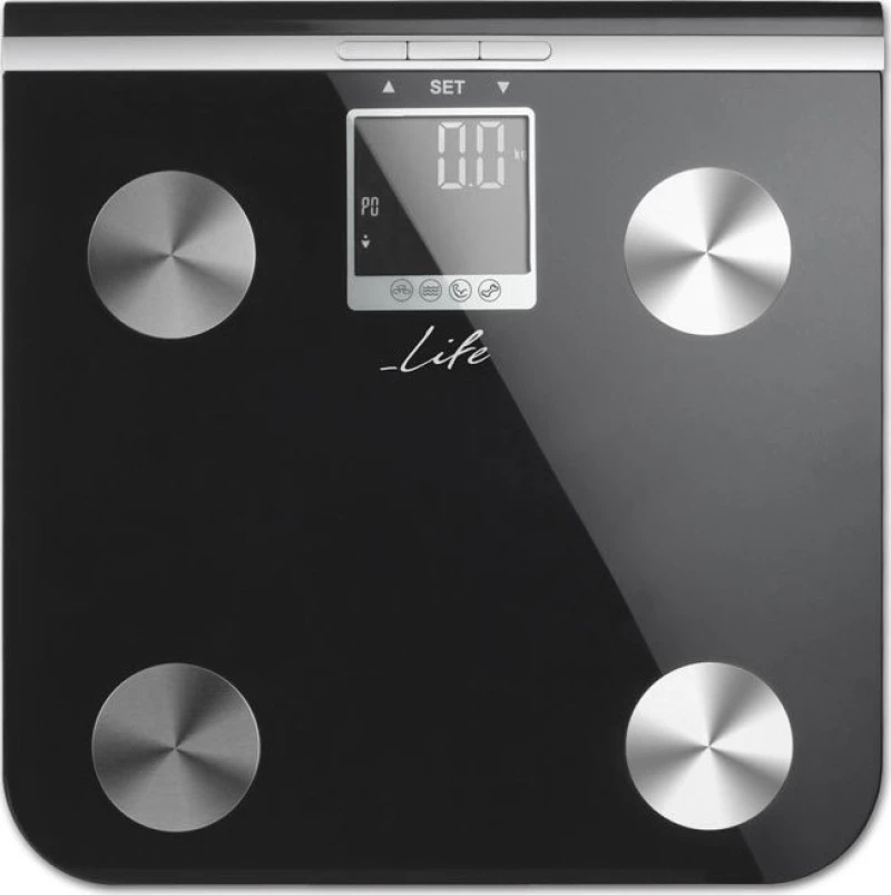 Life Shape Body Fat Scale,Black Glass Surface Life
