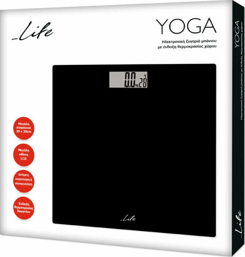 Life YOGA Body Fat Scale Glass Surface Black 221-0180