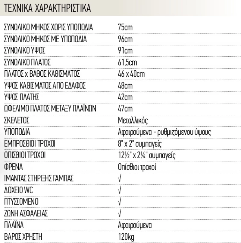 Vita Orthopaedics Αναπηρικό Αμαξίδιο Με WC VT201 09-2-010 46cm