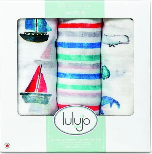 Lulujo Πάνα Αγκαλιάς Out At Sea Bamboo 3τμχ 120x120cm