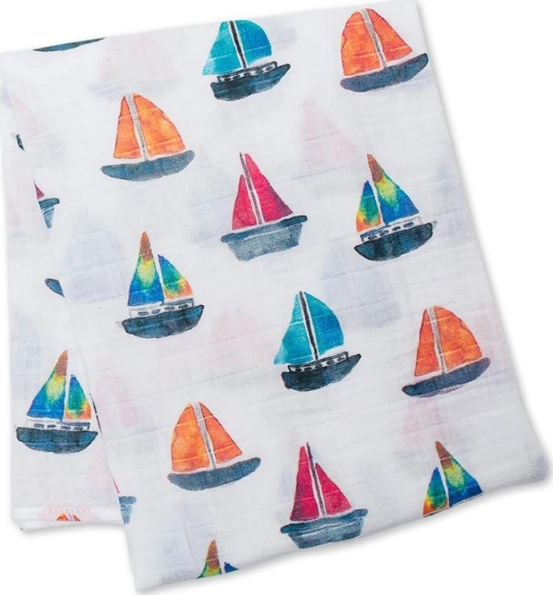 Lulujo Πάνα Αγκαλιάς Sailboats Bamboo 120x120cm
