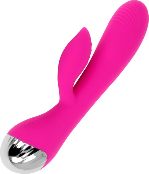 OHMAMA USB RECHARGEABLE SILICONE RABBIT VIBRATOR 10 SPEEDS 19 CM