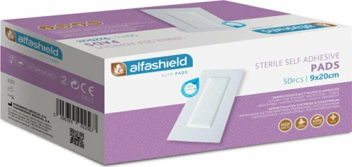 Karabinis Medical Alfashield Self Adhesive Pads Αποστειρωμένα Αντικολλητικά Υποαλλεργικά Αυτοκόλλητα Επιθέματα 9cmx20cm 50τμχ