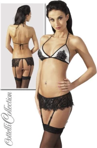 Cottelli Collection White / Black Suspender Set