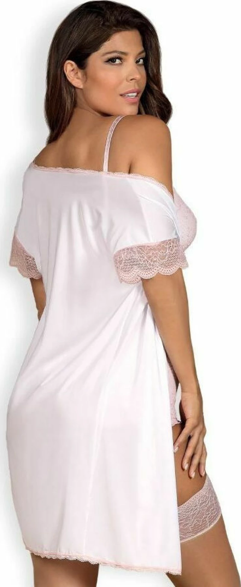 Obsessive Girlly Peignoir with Thong White