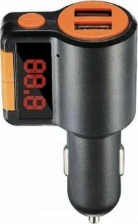 Πομπός Bluetooth USB, AUX In, MP3 Player & Φορτιστής 2 x USB 3.1A Αυτοκινήτου KCB-905 - Car FM Transmitter - Πορτοκαλί
