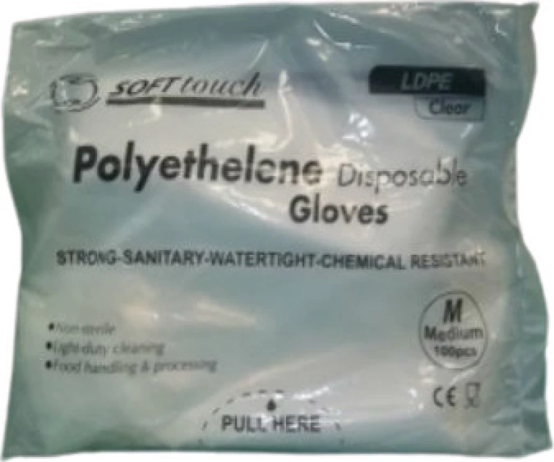 Bournas Medicals Soft Touch Polyethelene Powder Free Disposable Gloves Διάφανο 100τμχ